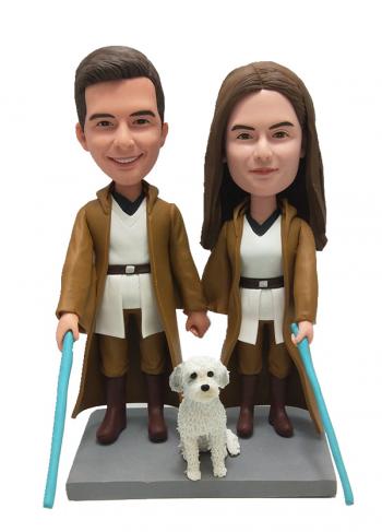 Custom Jedi Cuople Bobbleheads Personalised Anniversary Gifts Sculpted from Your Photos