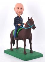 Custom bobbleheads man Riding race horse Christmas gifts for boss/ Christmas gifts for father