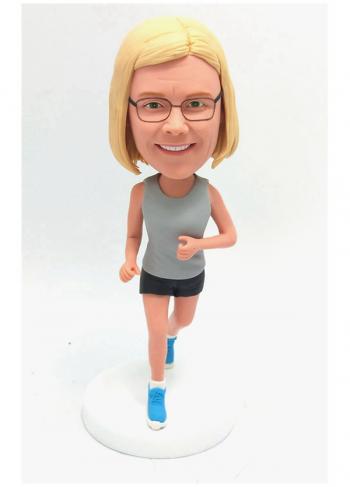 Custom bobbleheads running female birthday Bobble heads