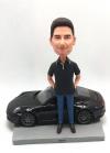 Customzied bobblehead with 911 black sporst car