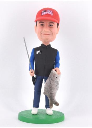 Custom bobbleheads personalized bobble head big catch fishing gifts for dad/boss